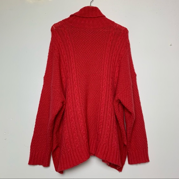 Aerie Coral Wool Cable knit Oversized Turtleneck Women’s Size Medium - Picture 7 of 8